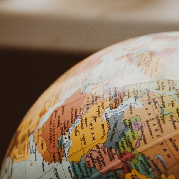 Closeup of world globe showing the Middle East, Europe, and North Africa