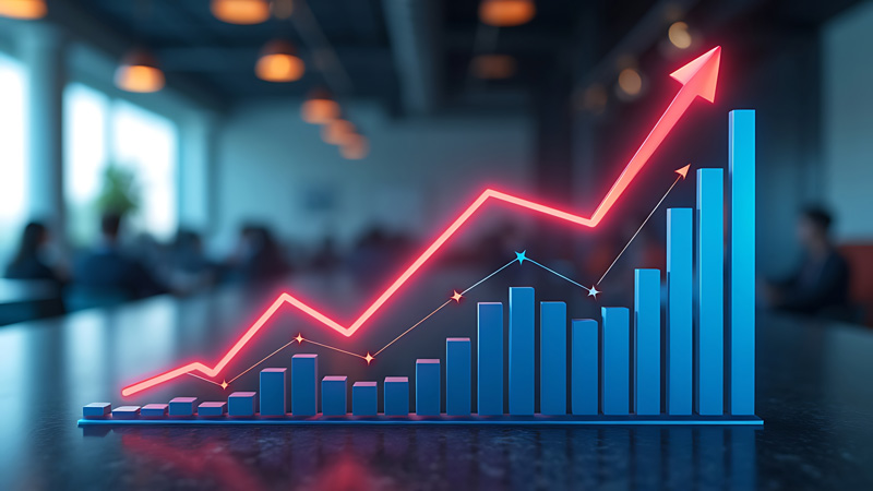 Graph comparing sales performance after gamification implementation.