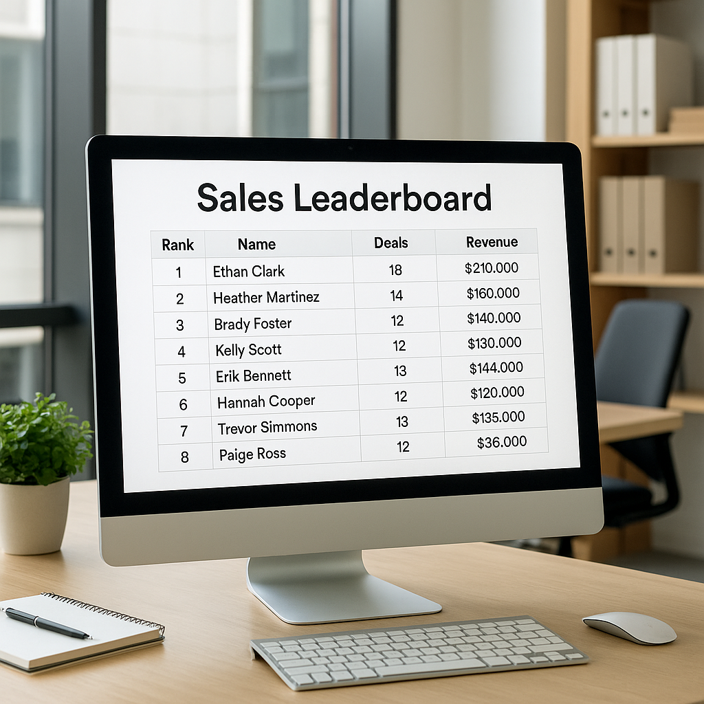 Leaderboard displaying SPIFF program top sales performers.