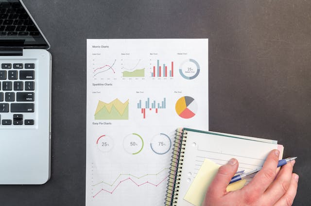 A person looking over data generated by market research software