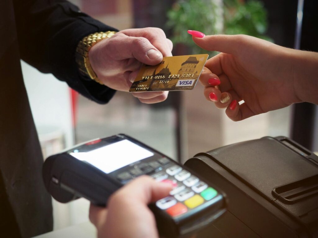 A merchant accepting a customer’s card