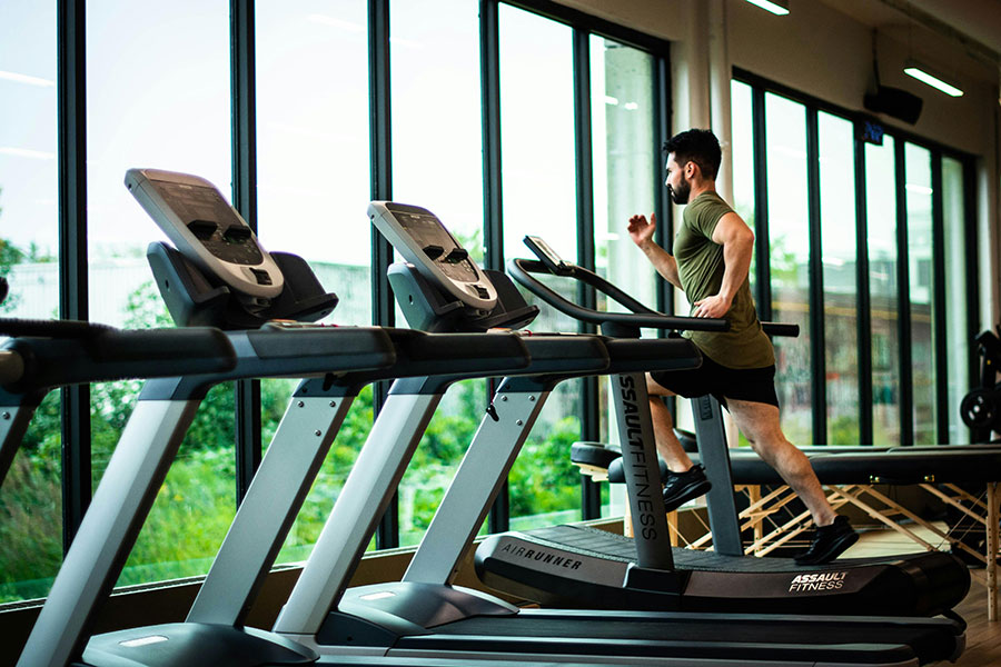 A person running on a treadmill